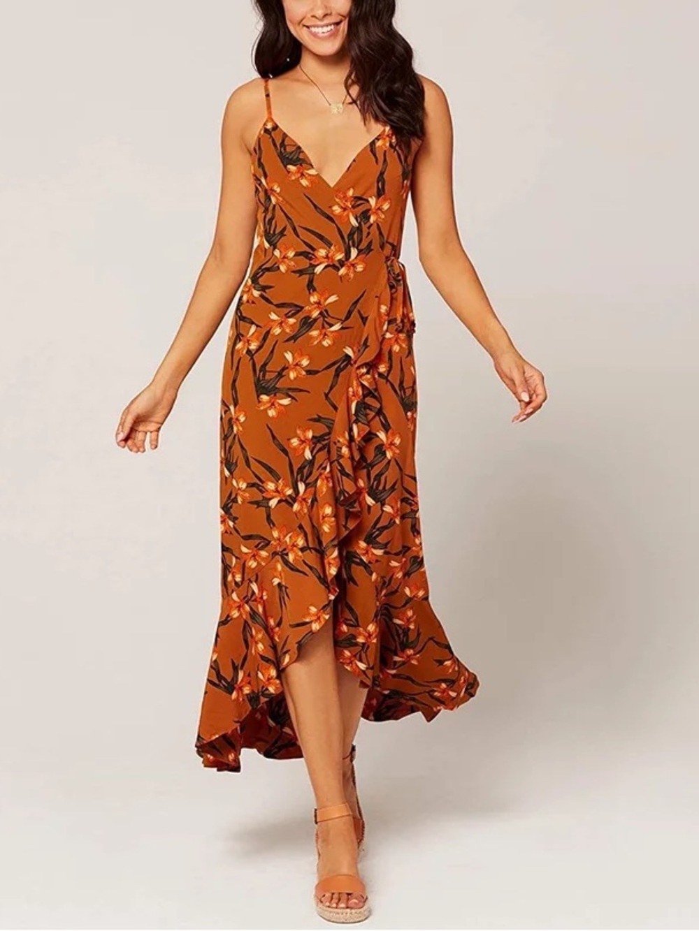 Anthropologie L*Space Floral Maxi Dress Boho Resort Tie Front Beach